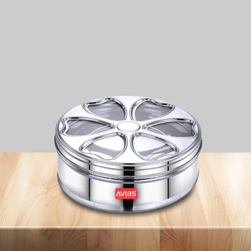 AVIAS stainless steel Petal spice box with see-through lid